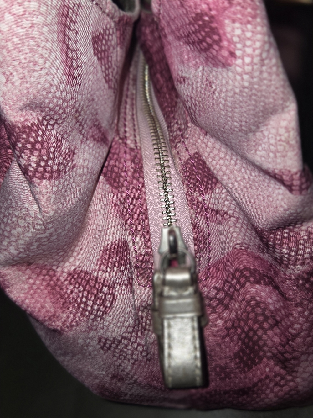 Rare 2012 Coach Madison Maggie Pink Floral Snake Embossed Hobo Bag 19642 - Picture 9 of 11
